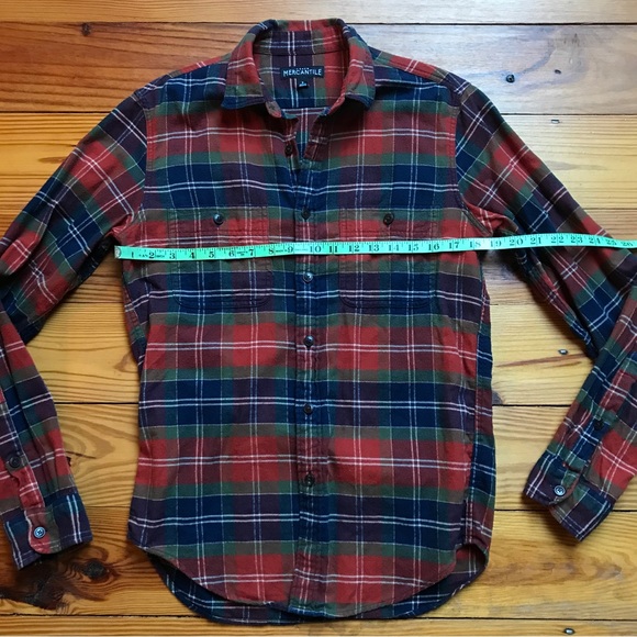 J. Crew Mercantile Orange Blue Green Flannel Plaid Button Down Top, EUC, S - Picture 6 of 13